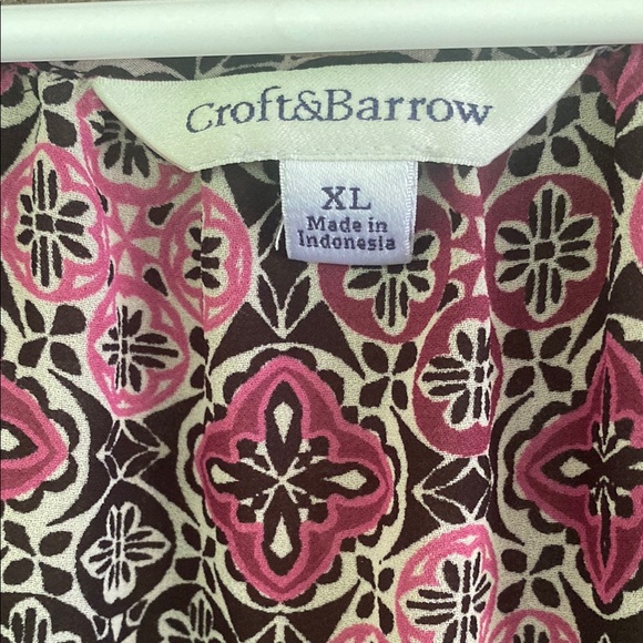 Croft & Barrow Bohemian Pink and Rich Burgundy Patterned Blouse XL - Picture 2 of 3